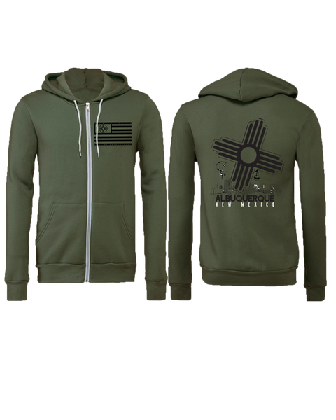 ABQ NM 1706 Military Green Zip Hoodie