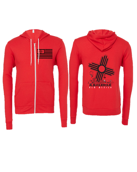 ABQ NM 1706 Red Zip Hoodie